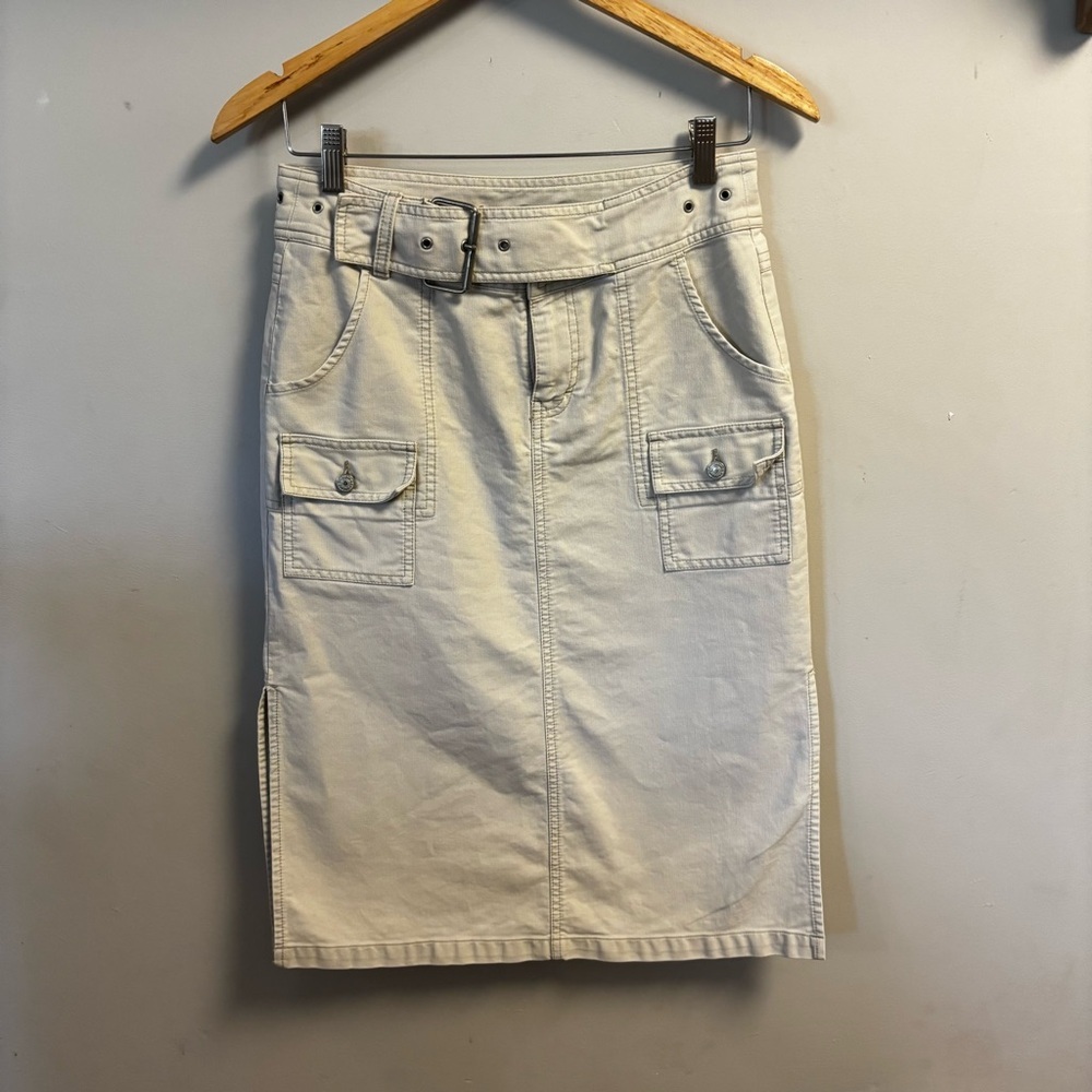 Y2k Vintage Union Bay Beige Belted
Cargo Midi Skirt Canvas